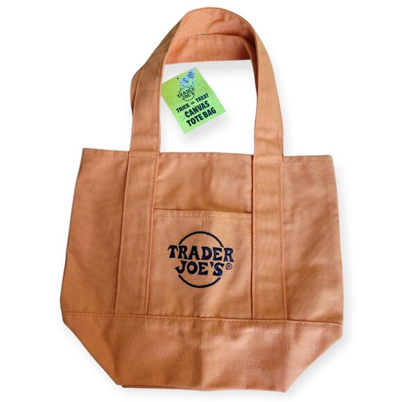 Rare Pumpkin Orange Canvas Tote Trader Joe's - Picture 1 of 3